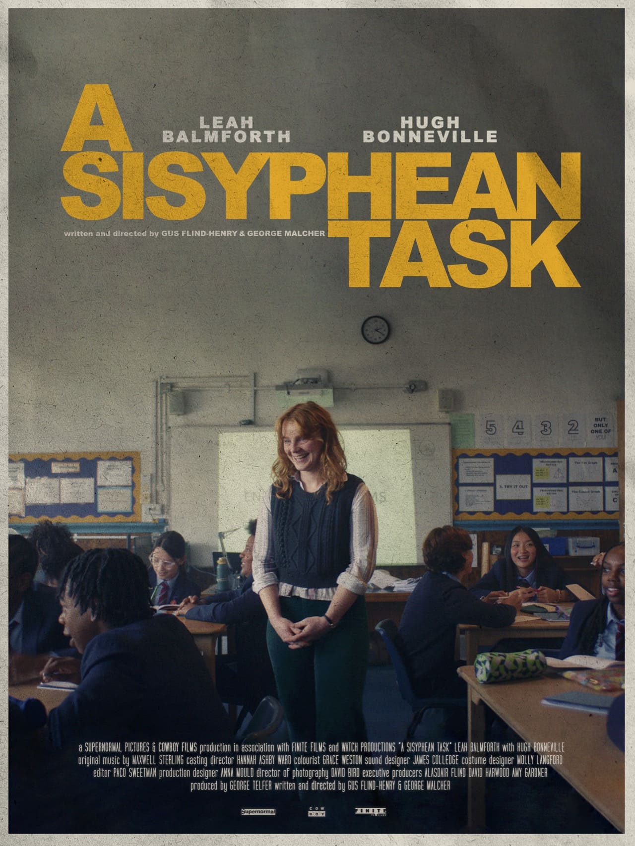 Locandina del film "A SYSPHEAN TASK" con i nomi di Gus Flind-Henry e George Malcher in evidenza.