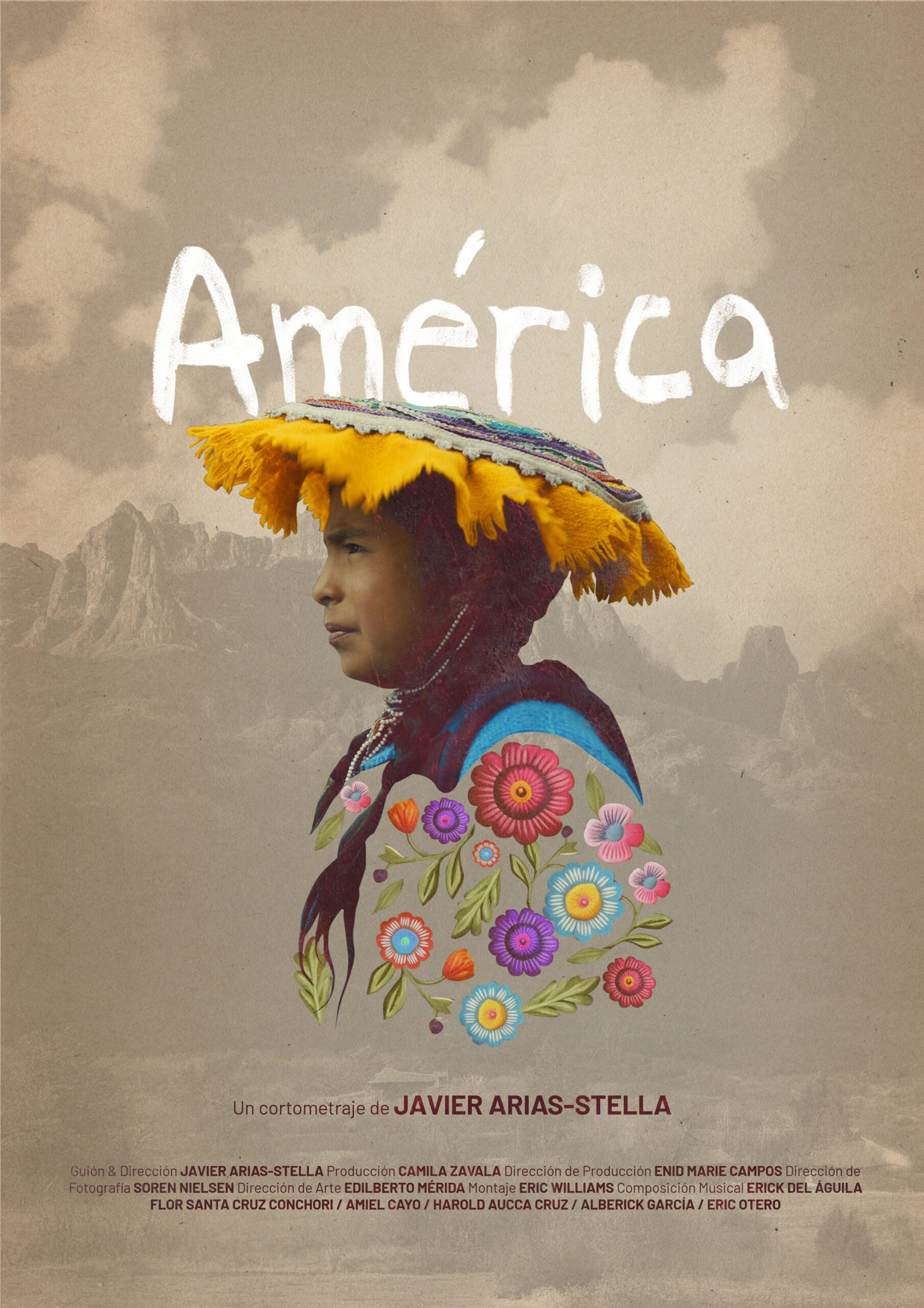 Poster del film "America" di Javier Arias-Stella, caratterizzato da un design accattivante e il titolo in evidenza.