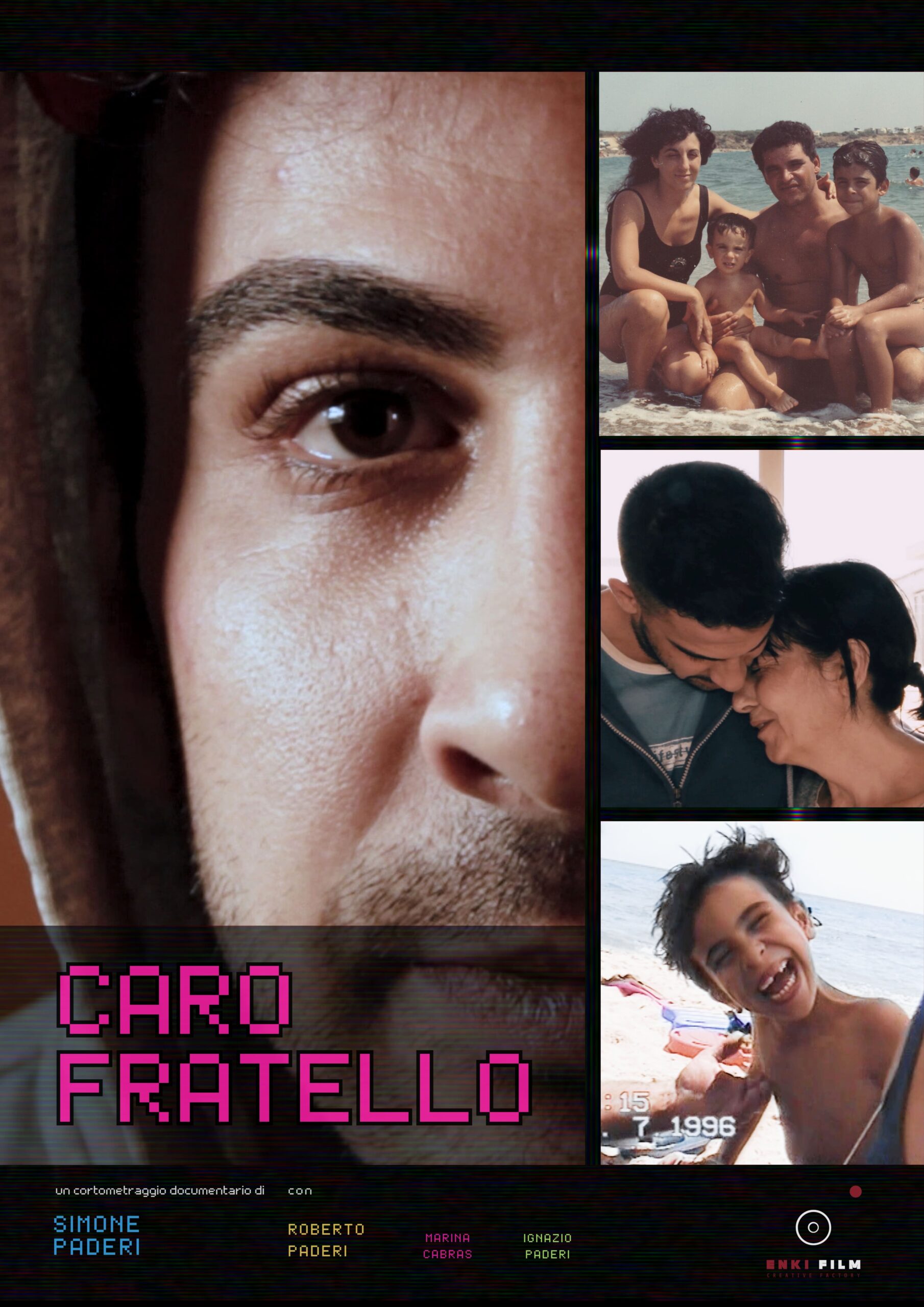 Locandina del film "Caro Fratello" di Simone Paderi, con immagini evocative e titoli in evidenza.