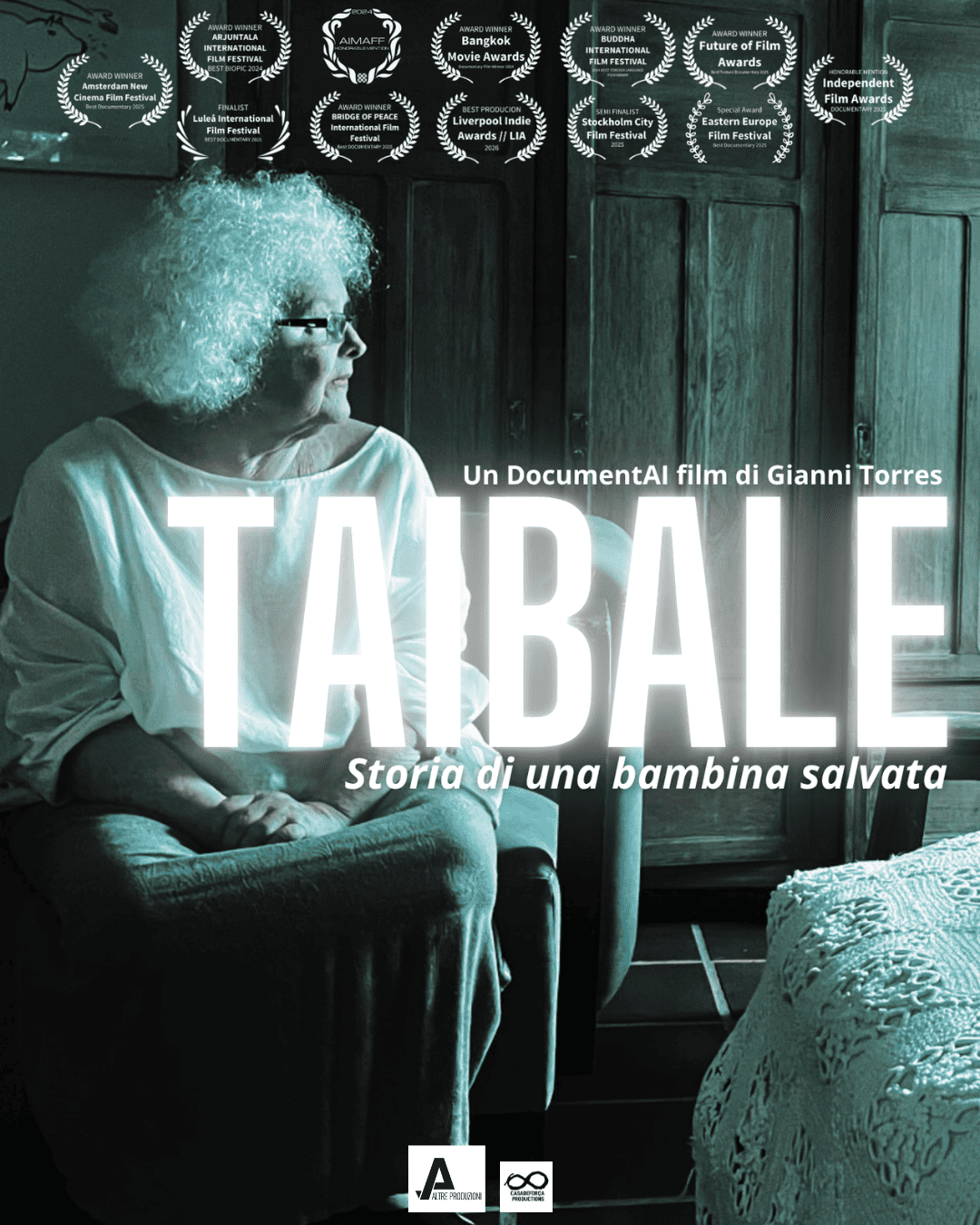 Locandina del film "TAIBALE" di Gianni Torres, con titoli e immagini evocative del tema del film.