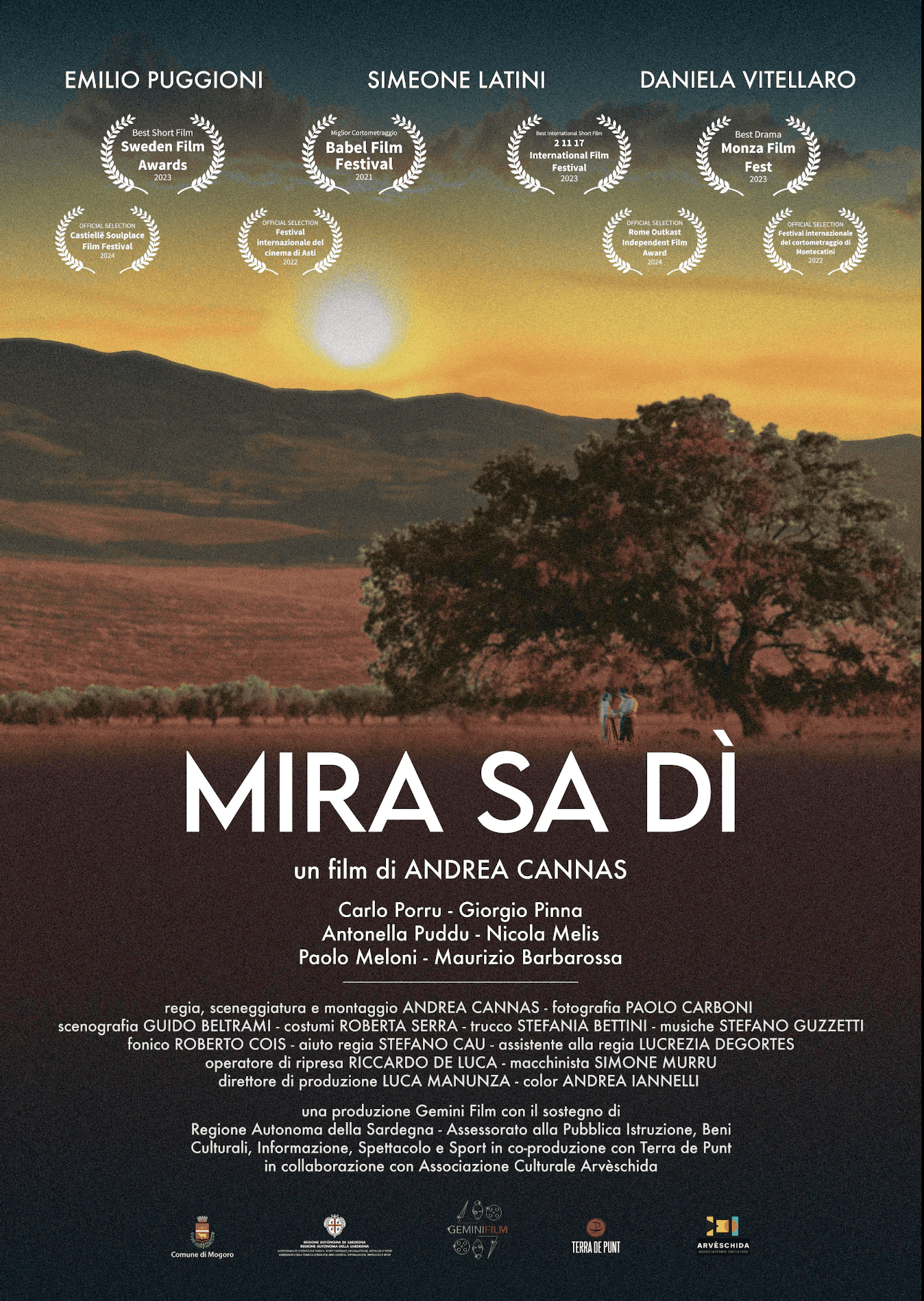 Locandina del film "Mira Sa Dì" di Andrea Cannas, con immagini evocative e titoli in evidenza.