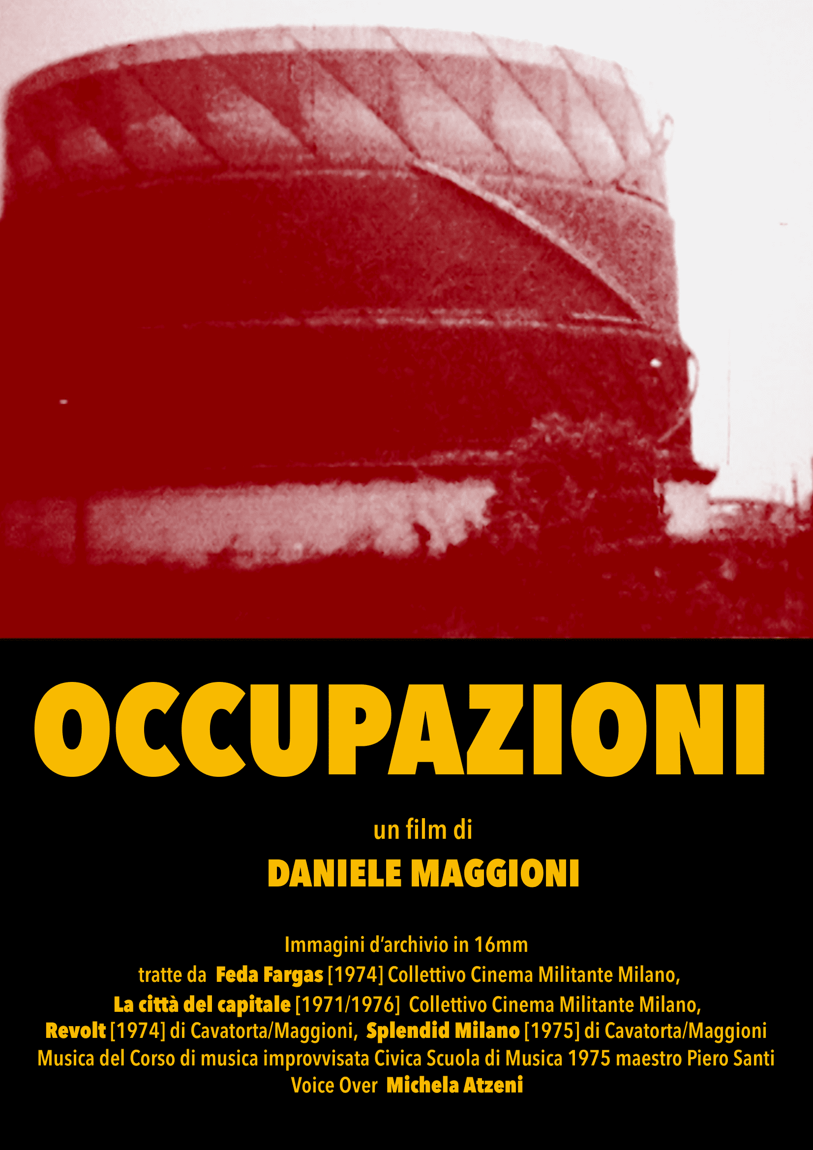 Locandina del film "OCCUPATIONS" di Daniele Maggioni, con titolo e immagini evocative