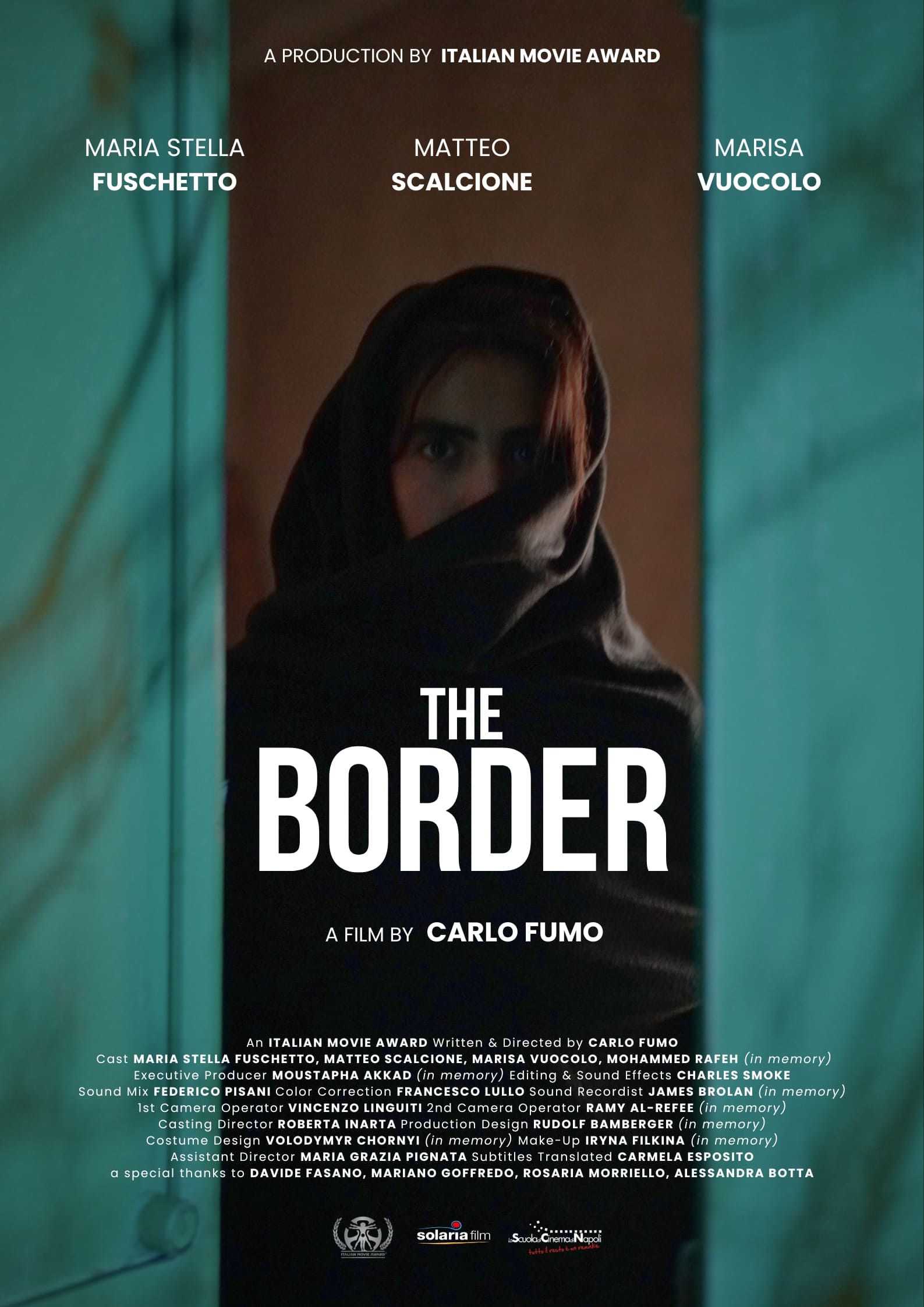 Locandina del film "THE BORDER" di Carlo Fumo, con immagini evocative e il titolo in evidenza.